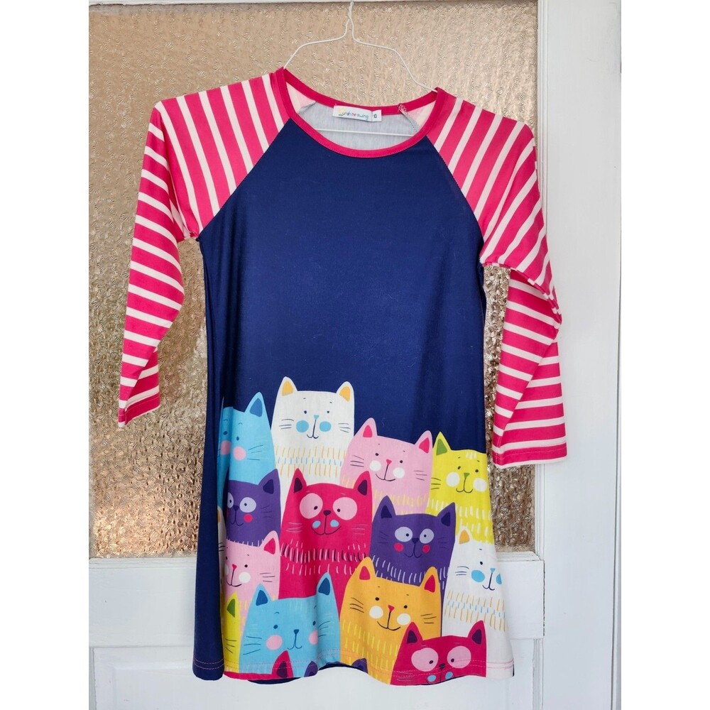 Adorable EUC‎ Sunshine Swing Long-Sleeve Cat Dress ~ Size 10 ~